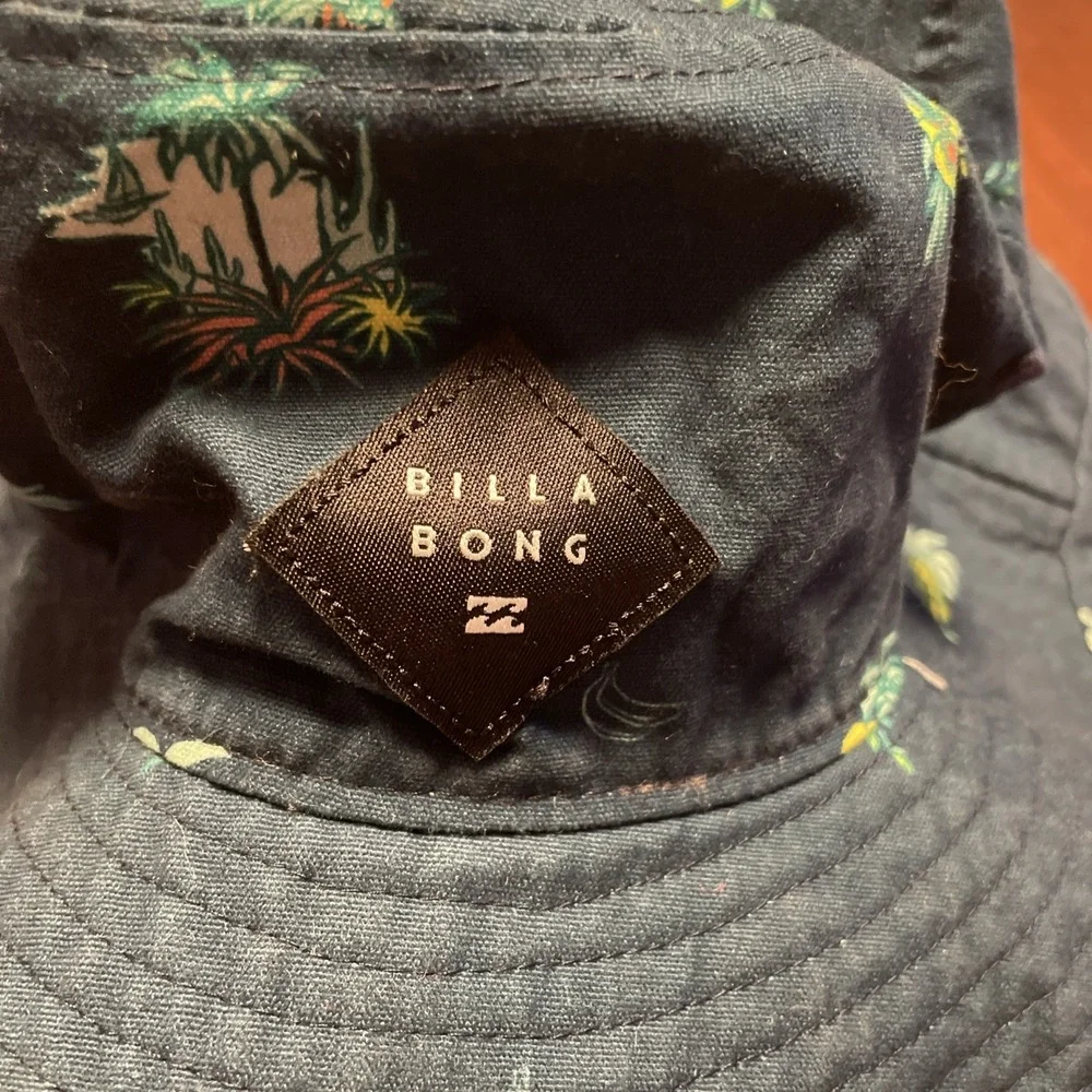 Bucket Hat Billabong Blue Big John Print Skate Surf Beach Fish Camp Hike OS